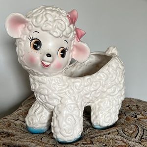 1950s porcelain lamb planter